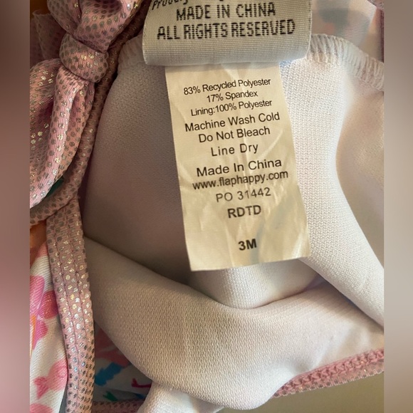 Mermaid baby bathing suit 3M pink ocean one piece snaps Flap Happy - Picture 6 of 6